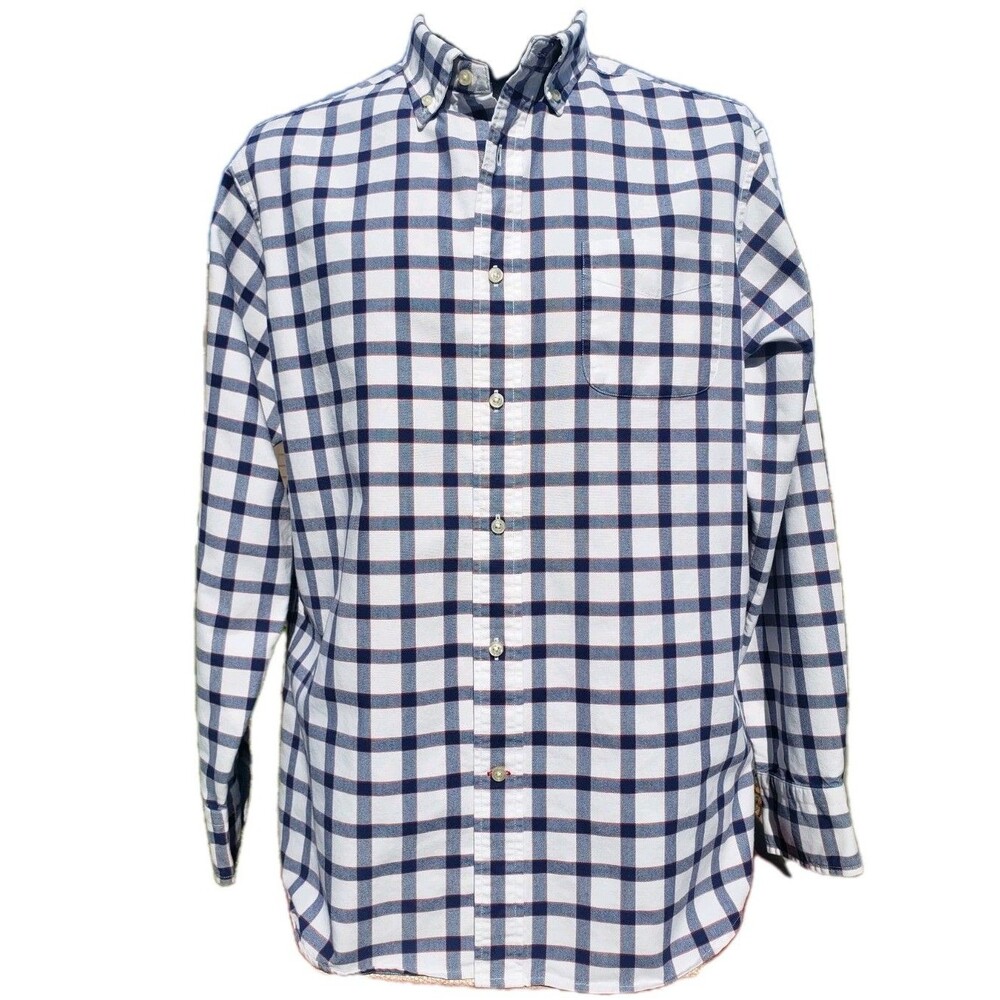 Daniel Cremieux Signature Men Shirt Sz Lg Classic Plaid Red Blue Long Sleeve